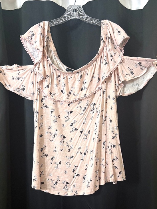 Lane Bryant Tops - LANE BRYANT-Light Pink Cold Shoulder Floral Shirt-SIZE 18/20